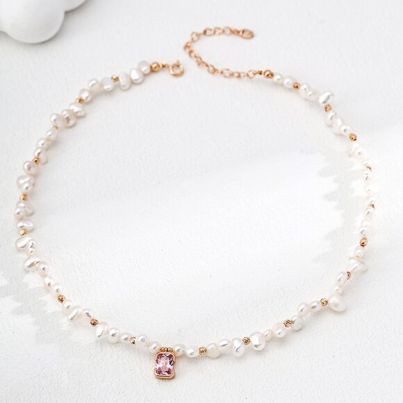 Handcrafted Original Design Natural Pearl Choker ✨ S925 Vintage Gold - Picture 1 of 4